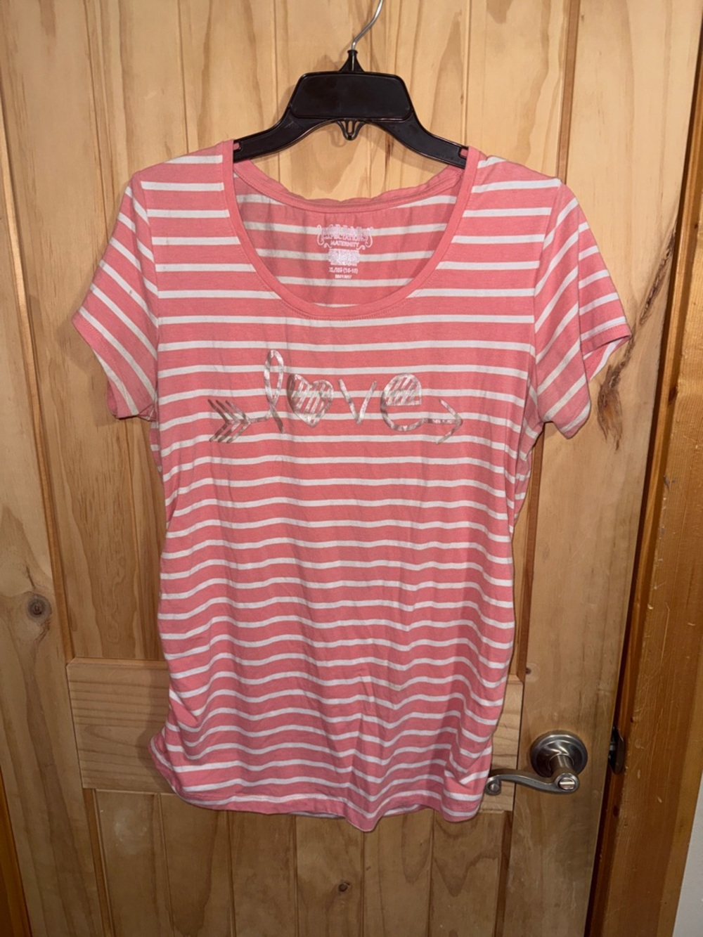 Striped Pink & White Scoop Neck Tee Maternity